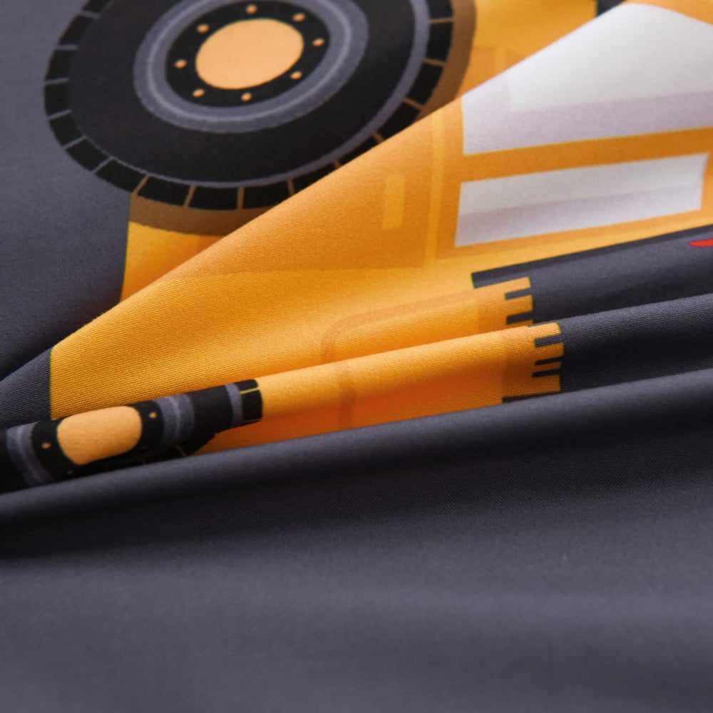 NTBED construction toddler bedding vehicle detail — sturdy stitching helps keep fill even