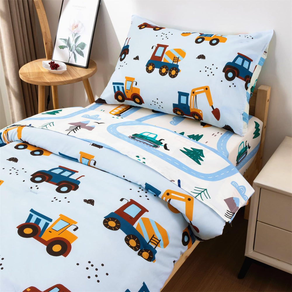 NTBED construction truck fitted sheet stays snug on toddler mattress