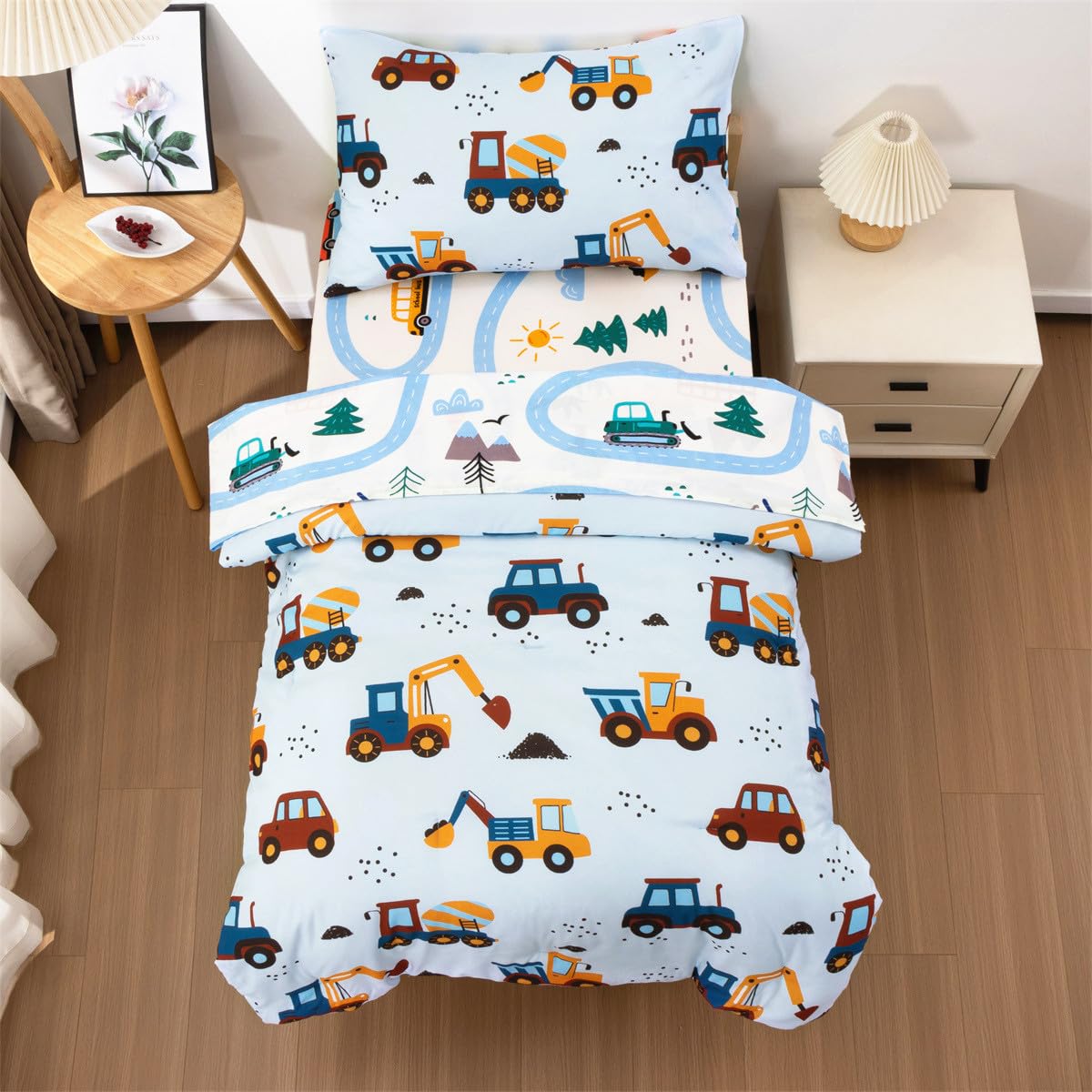 NTBED construction truck pillowcase with playful design for bedtime