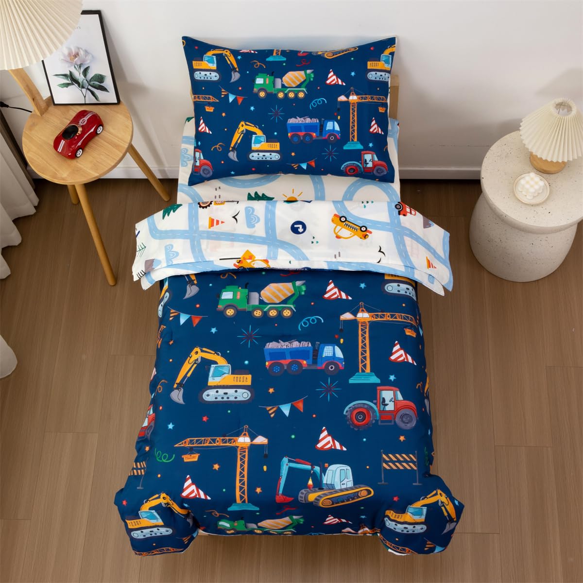 NTBED construction truck pillowcase features vehicle print for kid-friendly bedtime