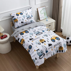NTBED construction vehicles flat sheet with kid-friendly print and softness.