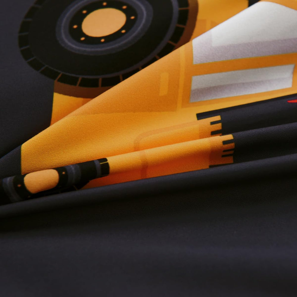 NTBED construction vehicles pattern closeup showcases vivid under-construction graphics.