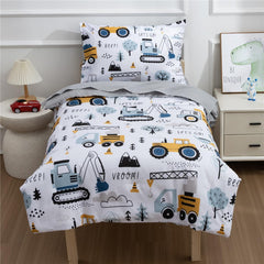 NTBED construction vehicles pillowcase with easy-care and fun design.