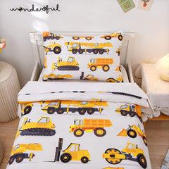 NTBED fitted sheet construction vehicles pattern ensures snug fit on toddler bed