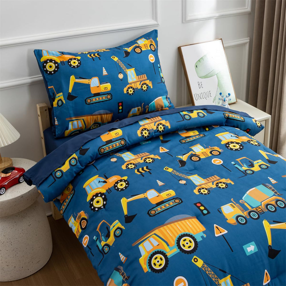 NTBED 4-piece pillowcase—pillowcase with bold construction vehicle print for kid-friendly bedding.