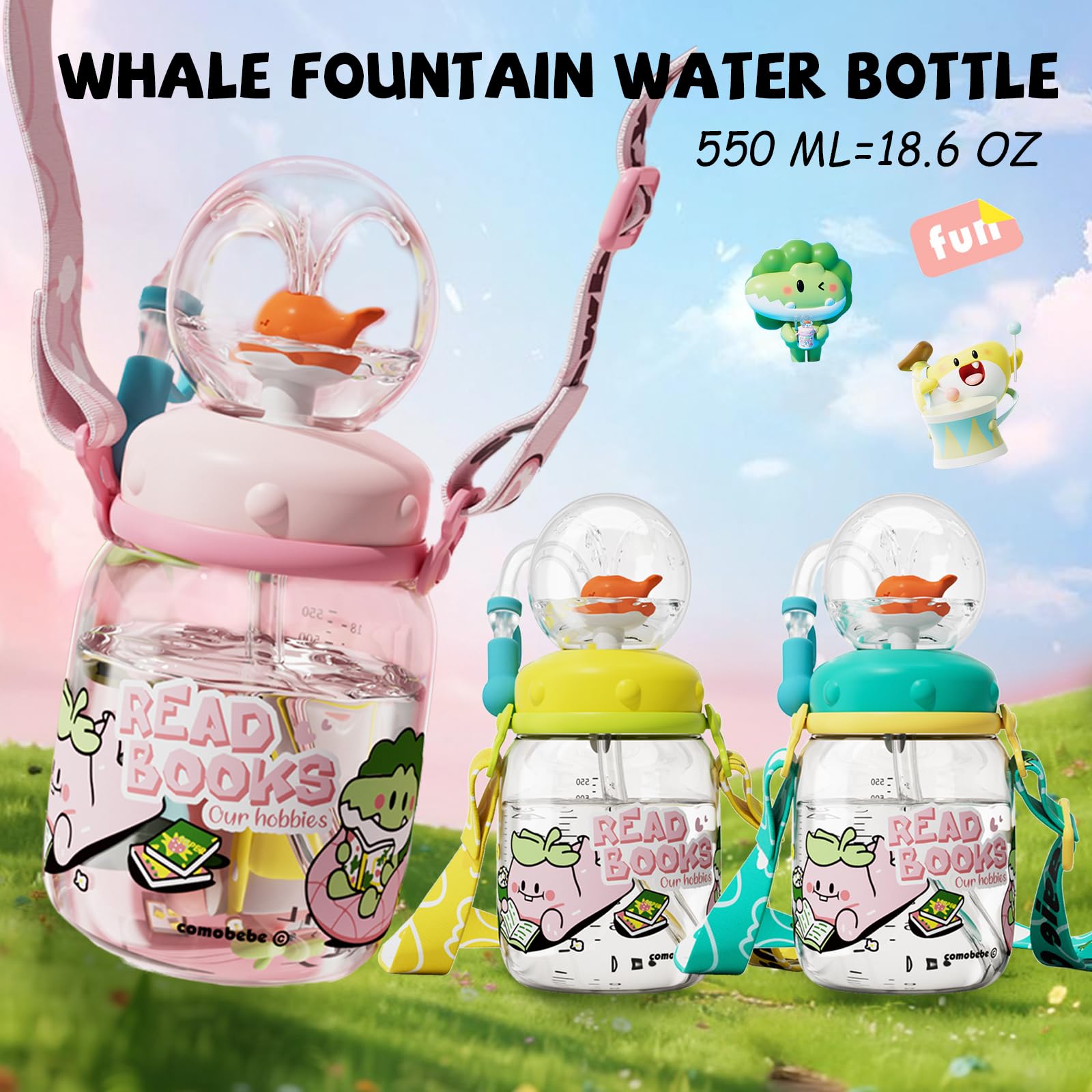 NTFWG Whale Fountain Tumbler leak-proof lid keeps drinks secure during school or travel