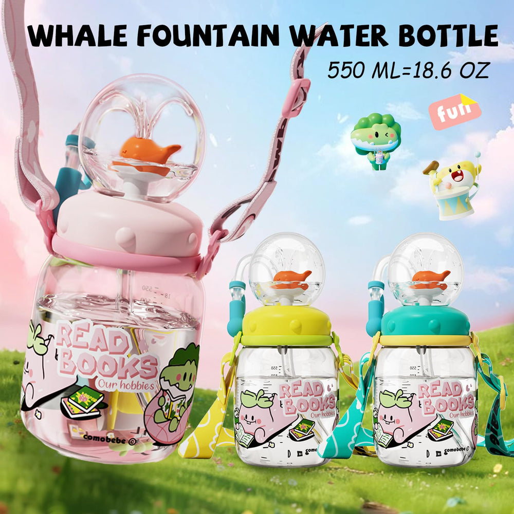 NTFWG Whale Fountain Tumbler leak-proof lid keeps drinks secure during school or travel