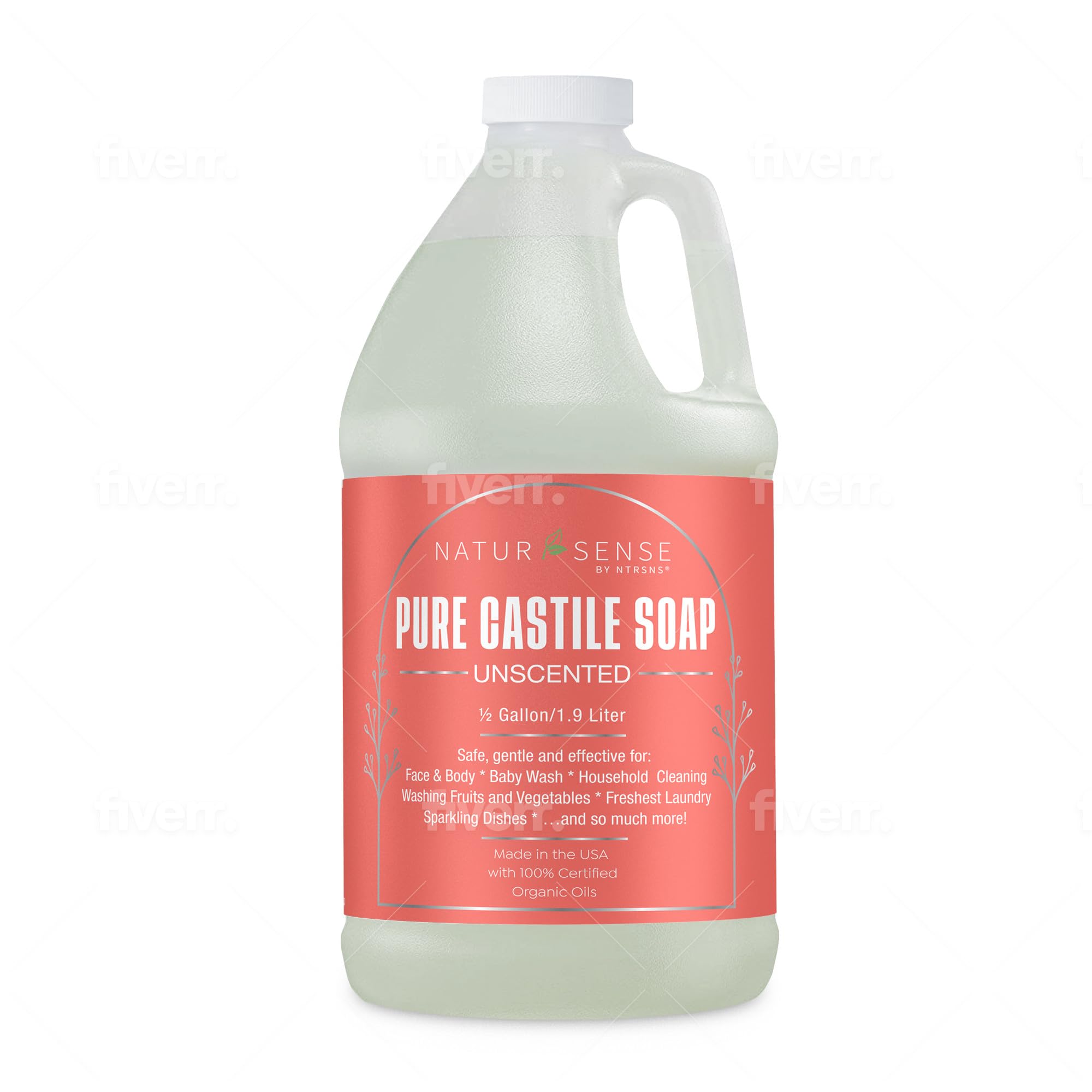 NTRSNS NaturSense Pure Castile Soap bottle unscented, gentle cleansing for skin and hair