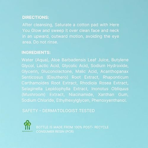 Nu Skin Here You Glow toner shown in eco-friendly packaging.