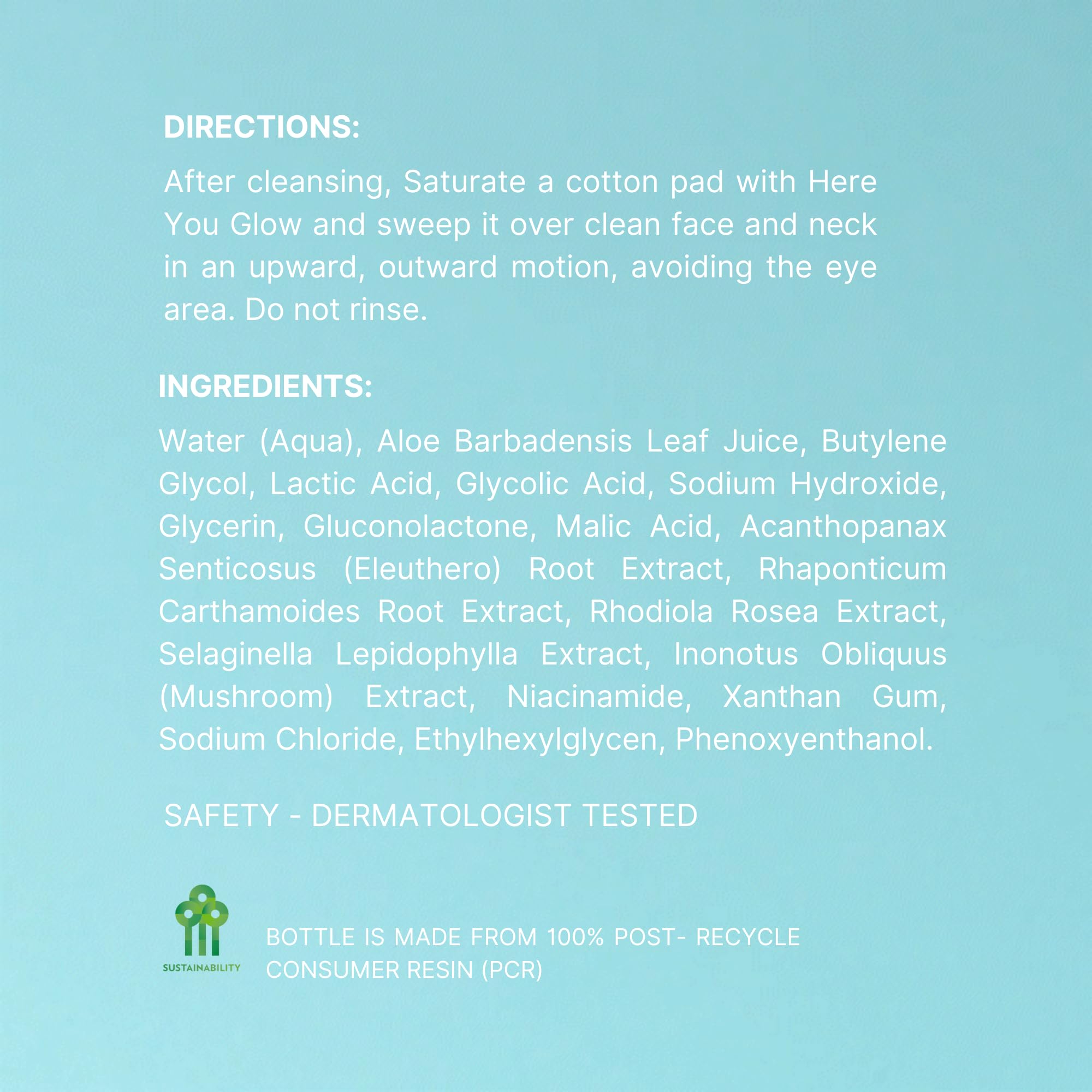 Nu Skin Here You Glow toner applied to face for glow.