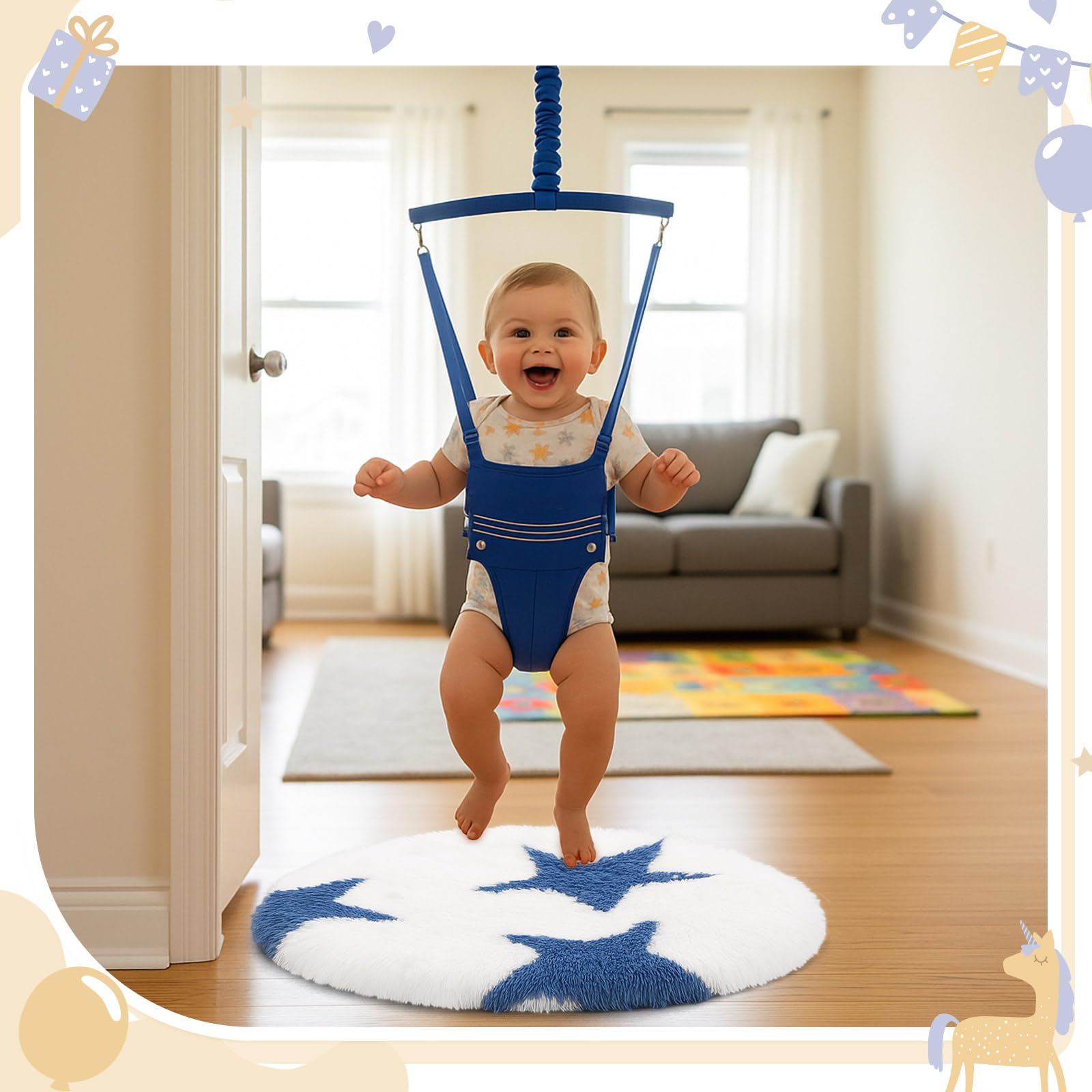 Blue and white Nuanchu mat suits indoor and outdoor use