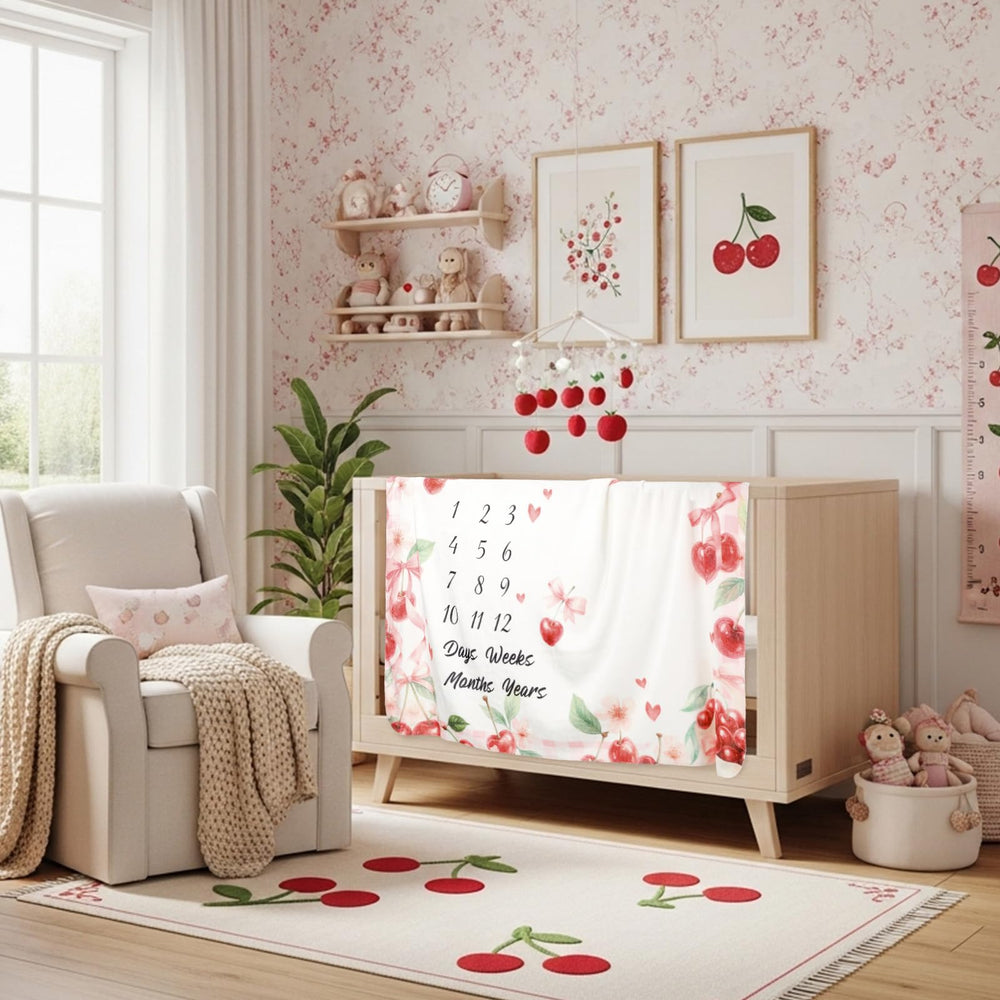 Nuanchu cherry milestone blanket packaging included for ready-to-use gift