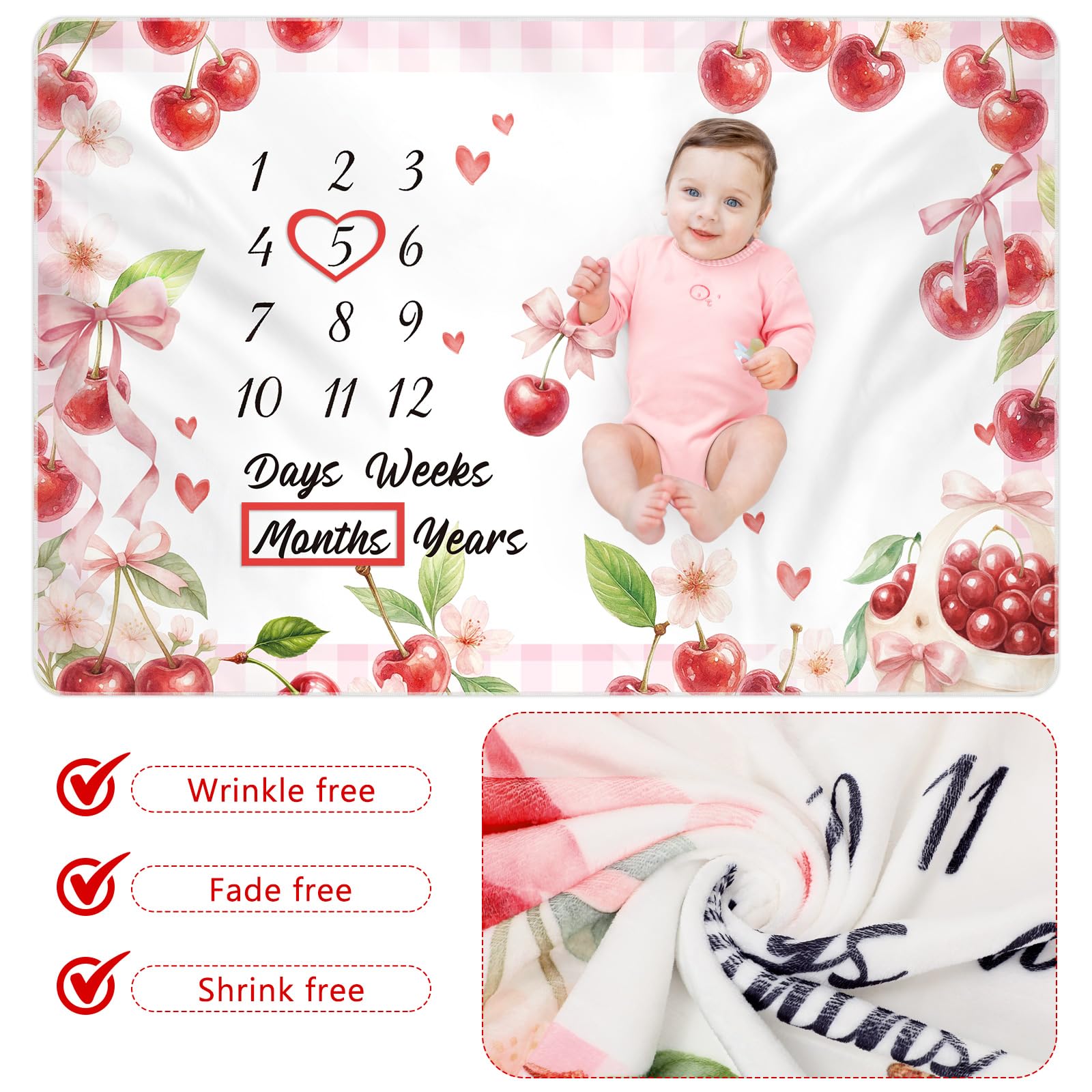 Nuanchu cherry design close-up fabric texture showcasing cozy feel