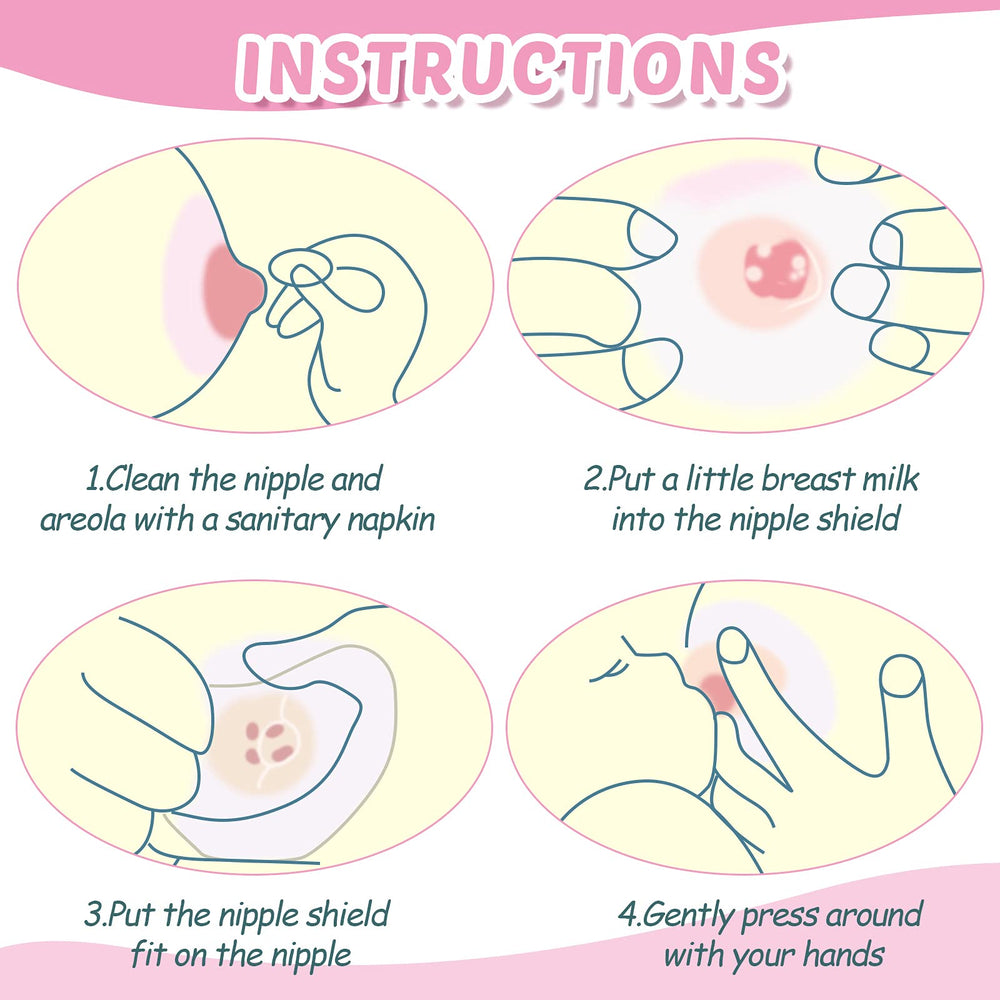 Nuanchu nipple shields in use during breastfeeding for smoother nursing sessions.