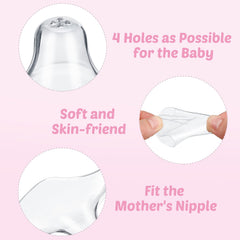 Nuanchu nipple shields with curved fit design for secure stay during feeding.