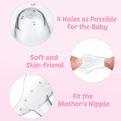 Nuanchu nipple shields made of soft silicone for comfortable nursing.