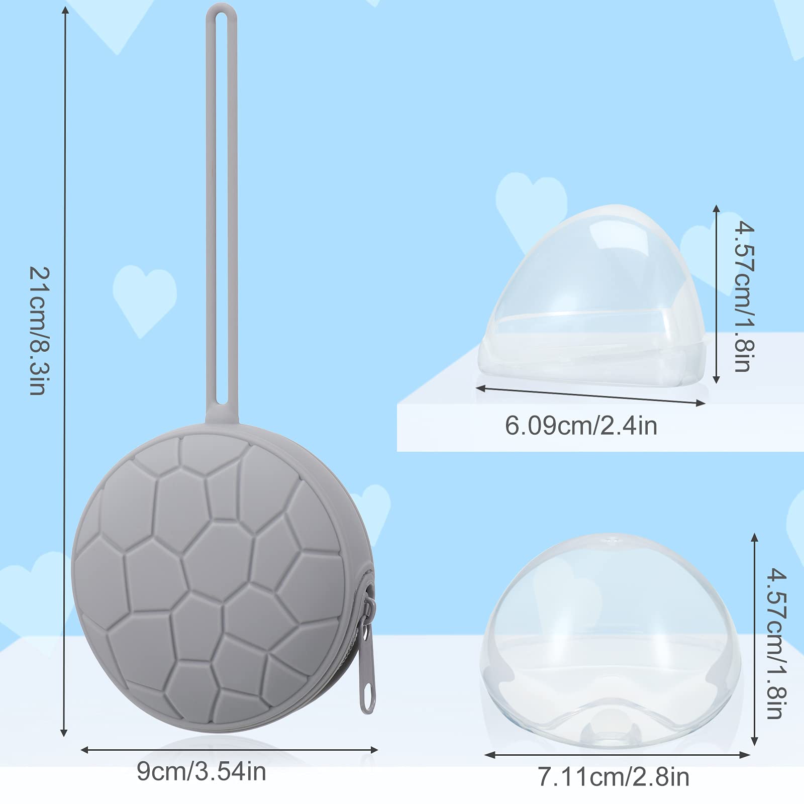 Nuanchu silicone gray case provides durable, BPA-free storage for pacifiers.