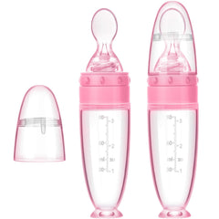 Nuanchu silicone baby spoon pink standing base keeps feeding stable