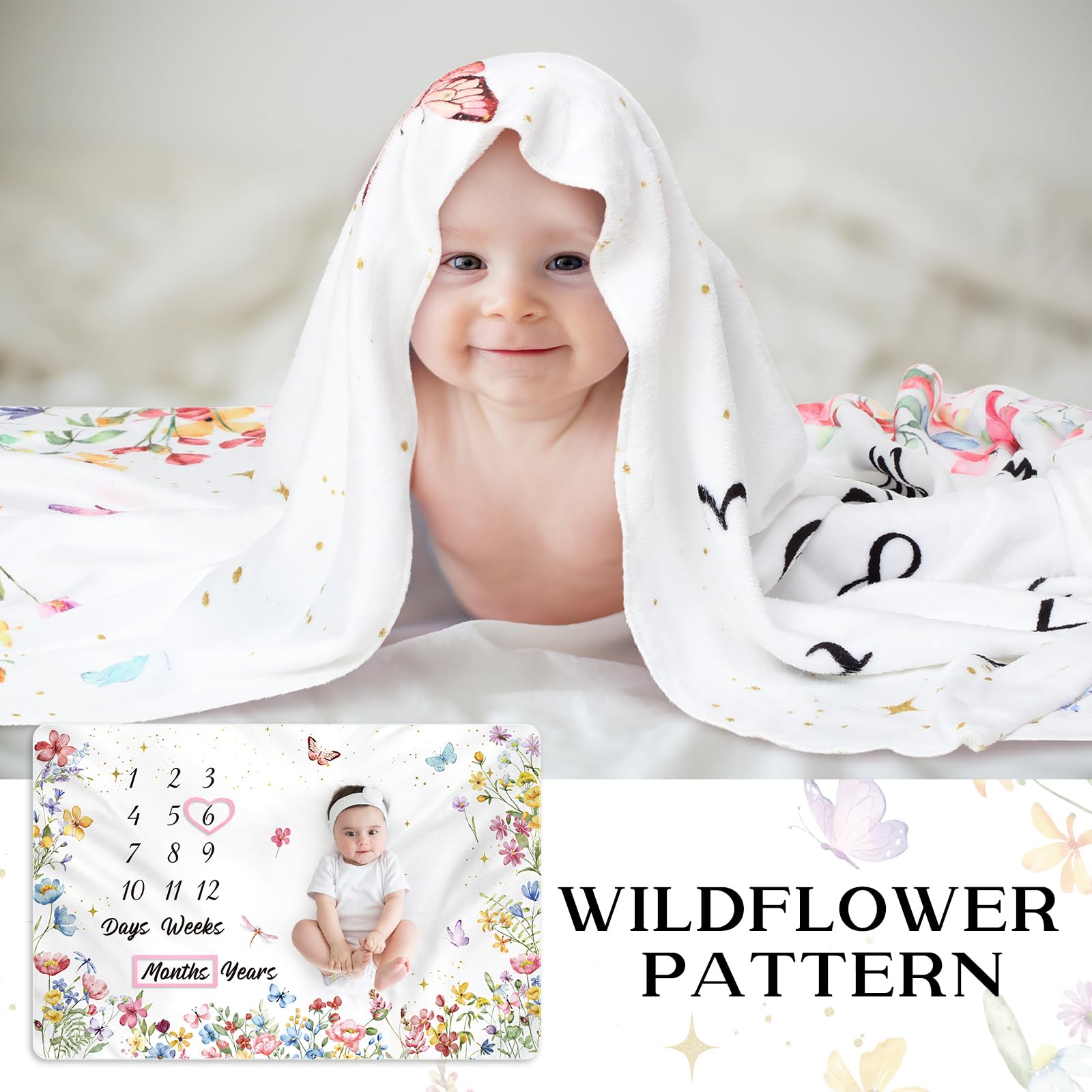 Nuanchu Wildflower blanket size 39x59 inches provides ample space for growth.