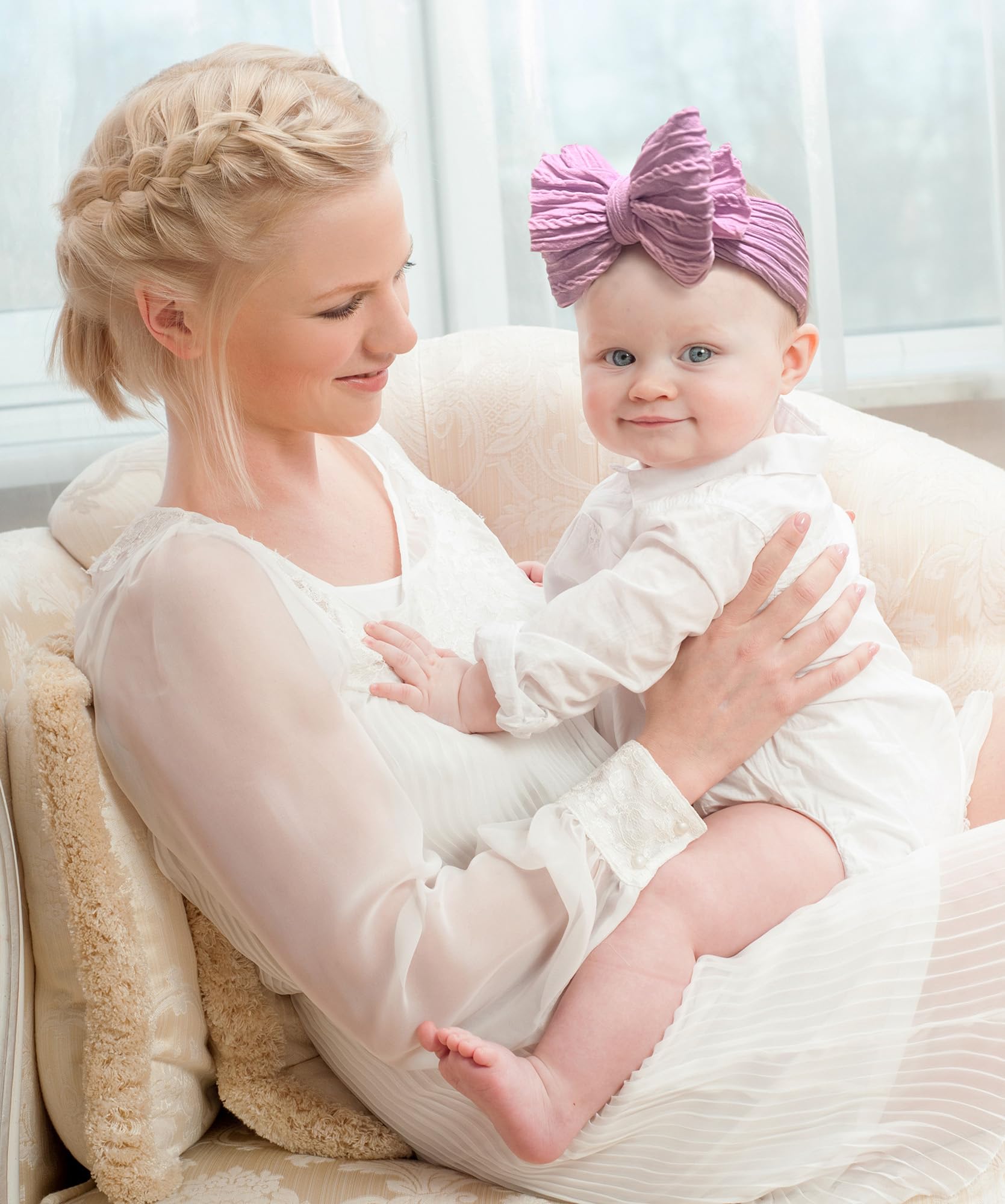 NUARTNOS colorful set of baby headbands arranged for easy outfit coordination.