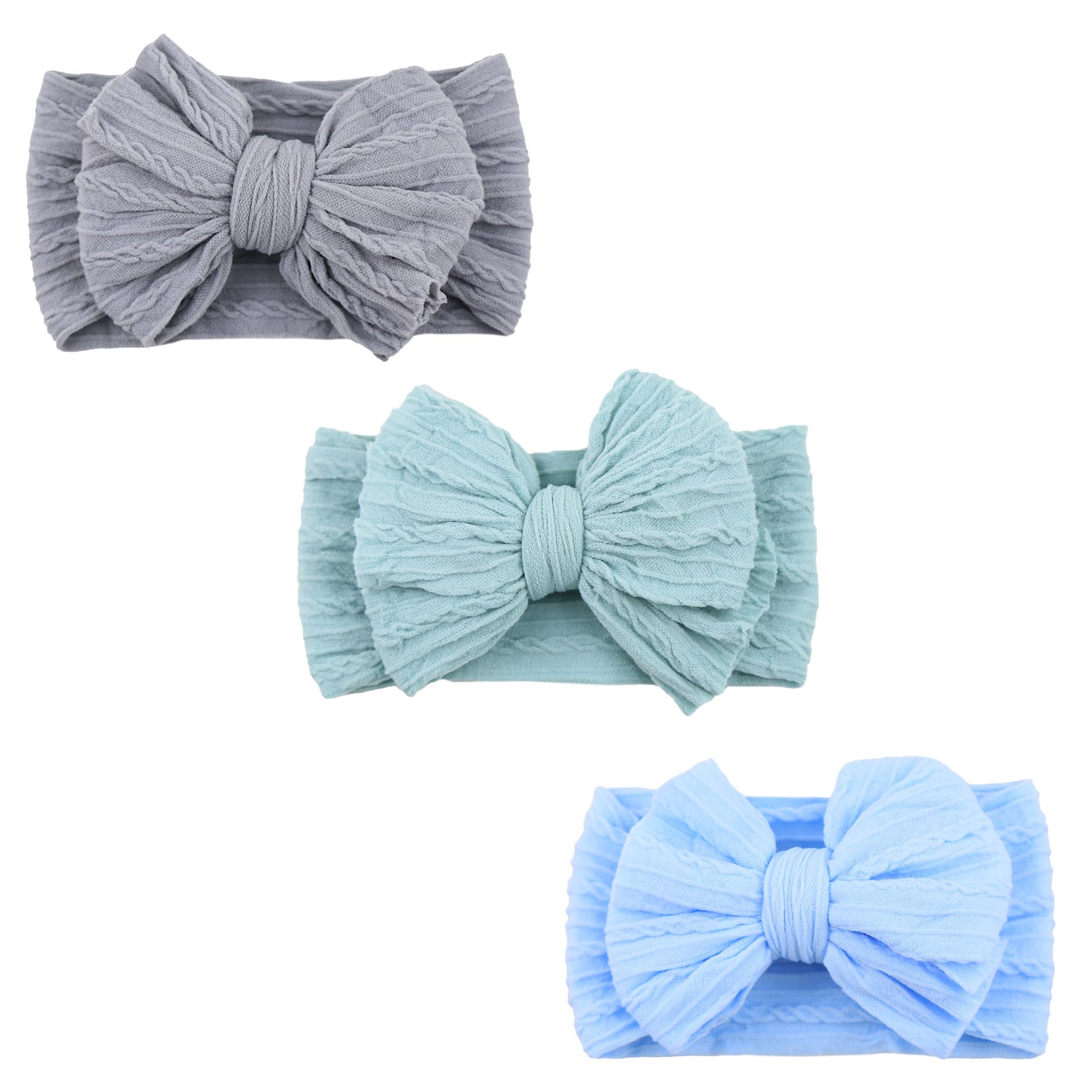 NUARTNOS baby nylon headbands blue set—soft breathable comfort for newborns