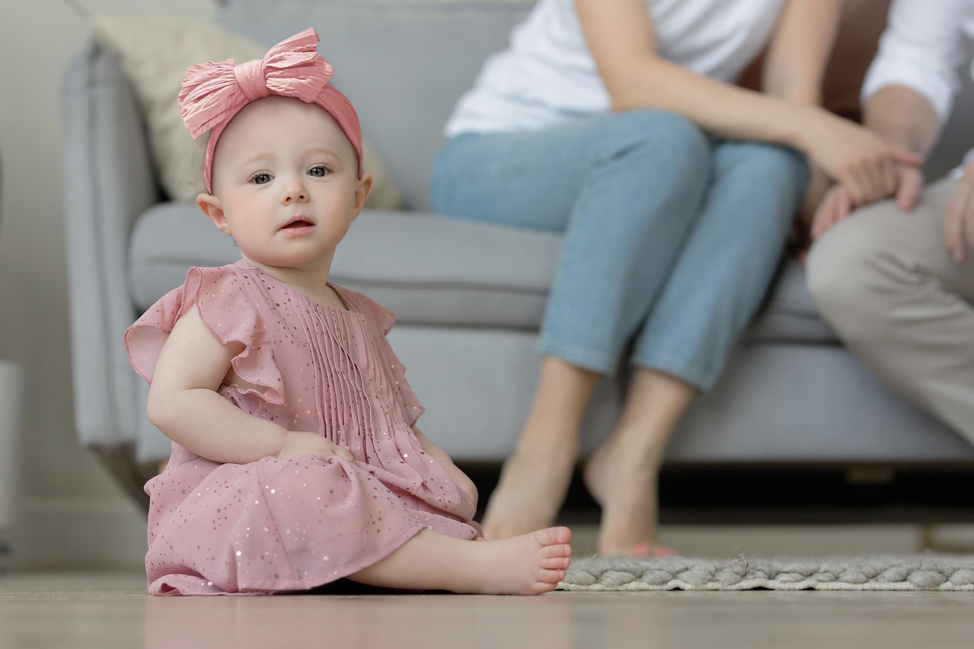 NUARTNOS newborn headband in premium nylon offers gentle stretch for secure wear.