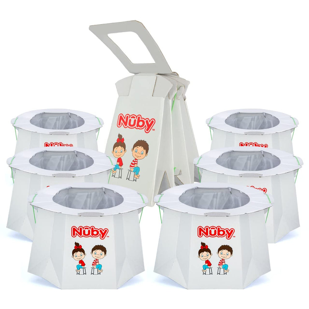 Nuby disposable travel potty folded compact for easy packing on trips