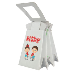 Nuby disposable travel potty in bag shows compact travel solution.