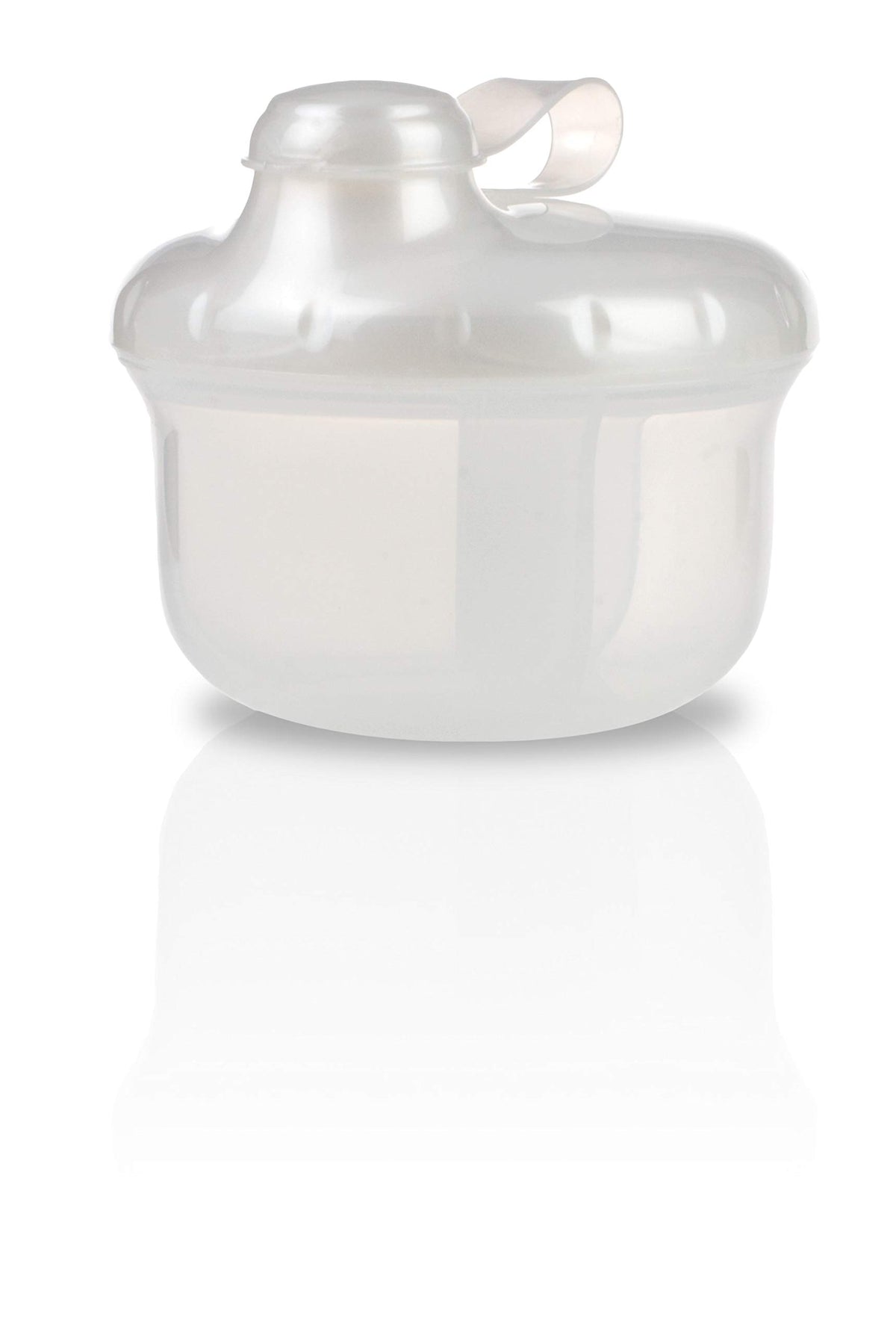 Nuby powder formula dispenser with three compartments in white for pre-measured feeds on the go.