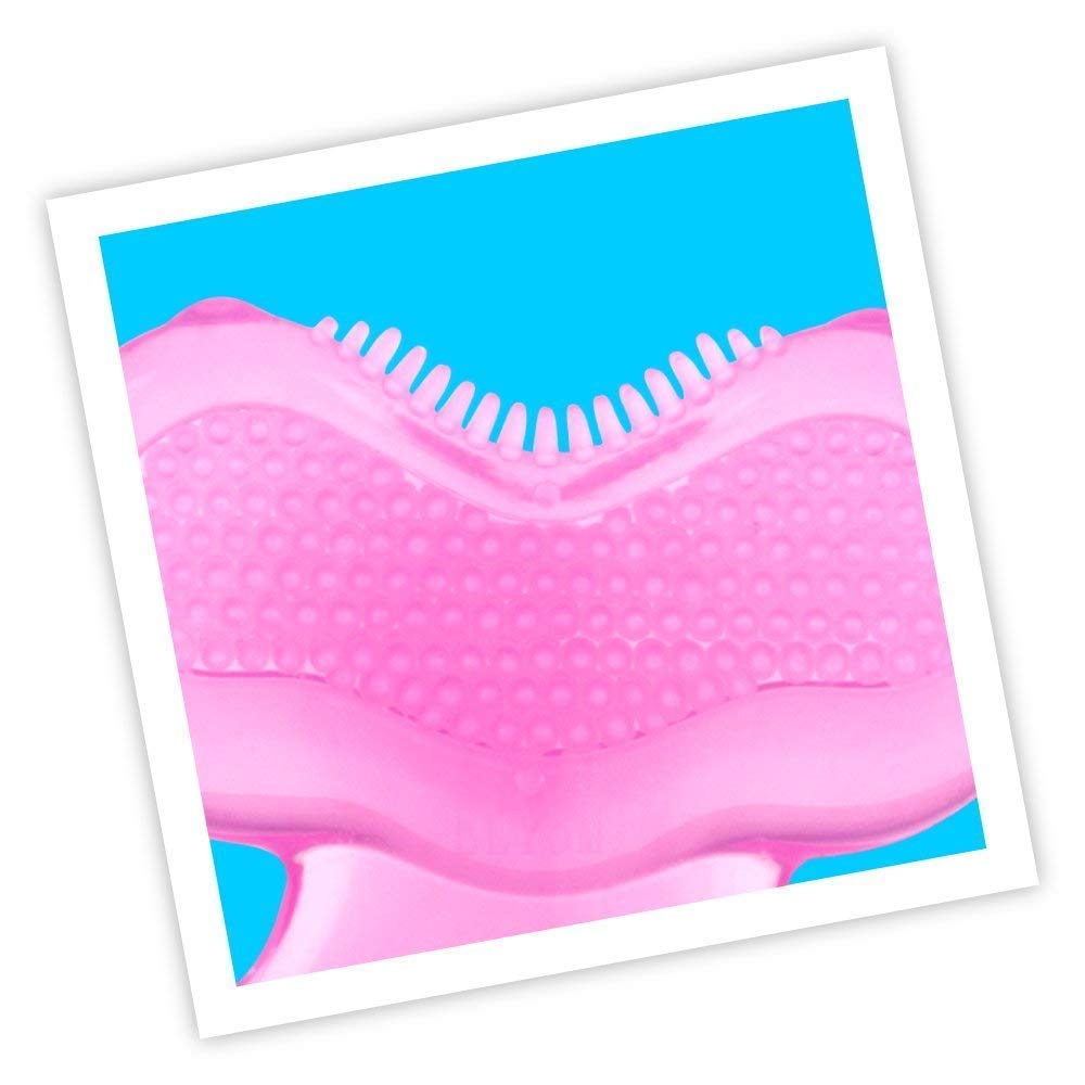 Nuby Teethe-Eez pink teether with hygienic carrying case for clean storage on the go.