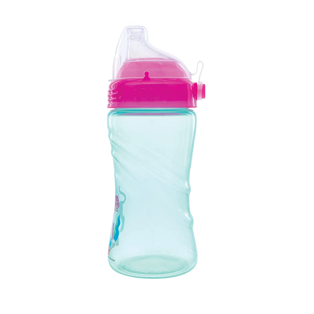 Nuby No-Spill Cup pink lid cover keeps spout clean during travel and play