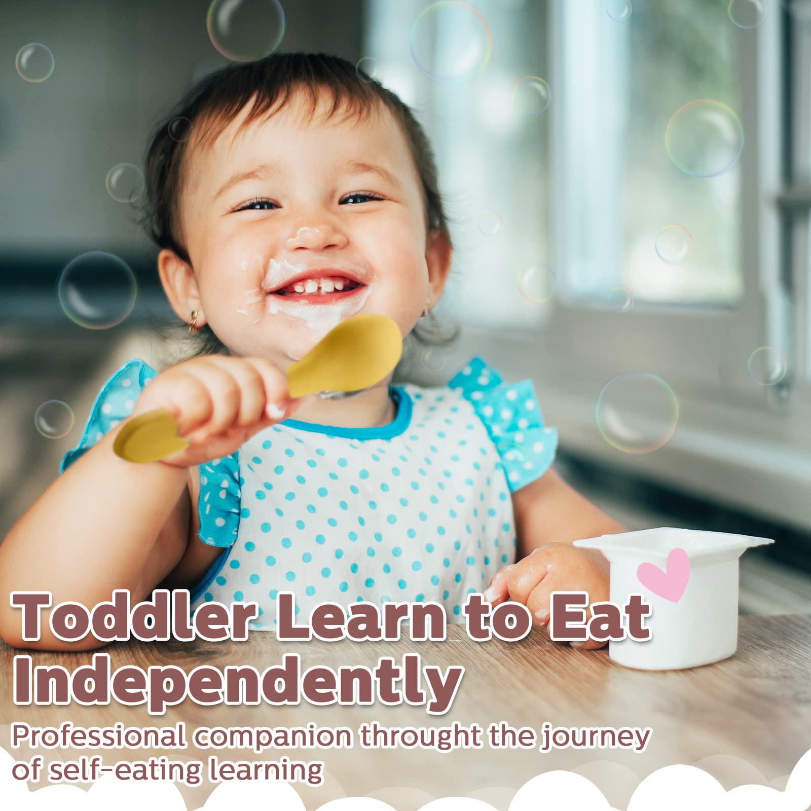 Nuenen soft silicone spoons aid gentle teething while dining.