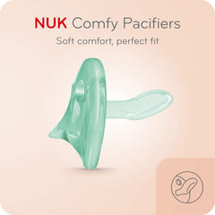 NUK Comfy Pacifier heart-shield-under-nose supports easy breathing.