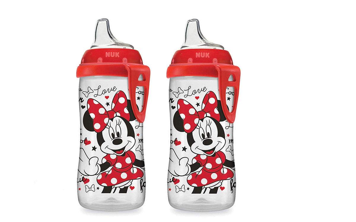 NUK Disney Minnie Mouse Active Cup 10oz with spill-proof spout for on-the-go drinking.