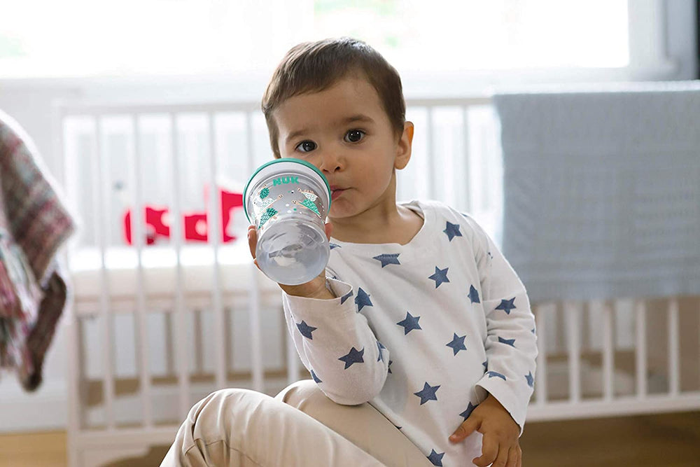 NUK Evolution Soft Spout Learner Cup top-rack dishwasher safe design.