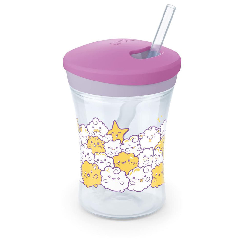 NUK Evolution silicone-straw highlights gentle gums for teething toddlers sipping.