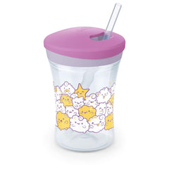 NUK Evolution silicone-straw highlights gentle gums for teething toddlers sipping.