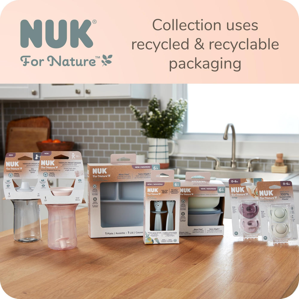 NUK packaging image shows recycled materials and commitment to eco-friendly packaging