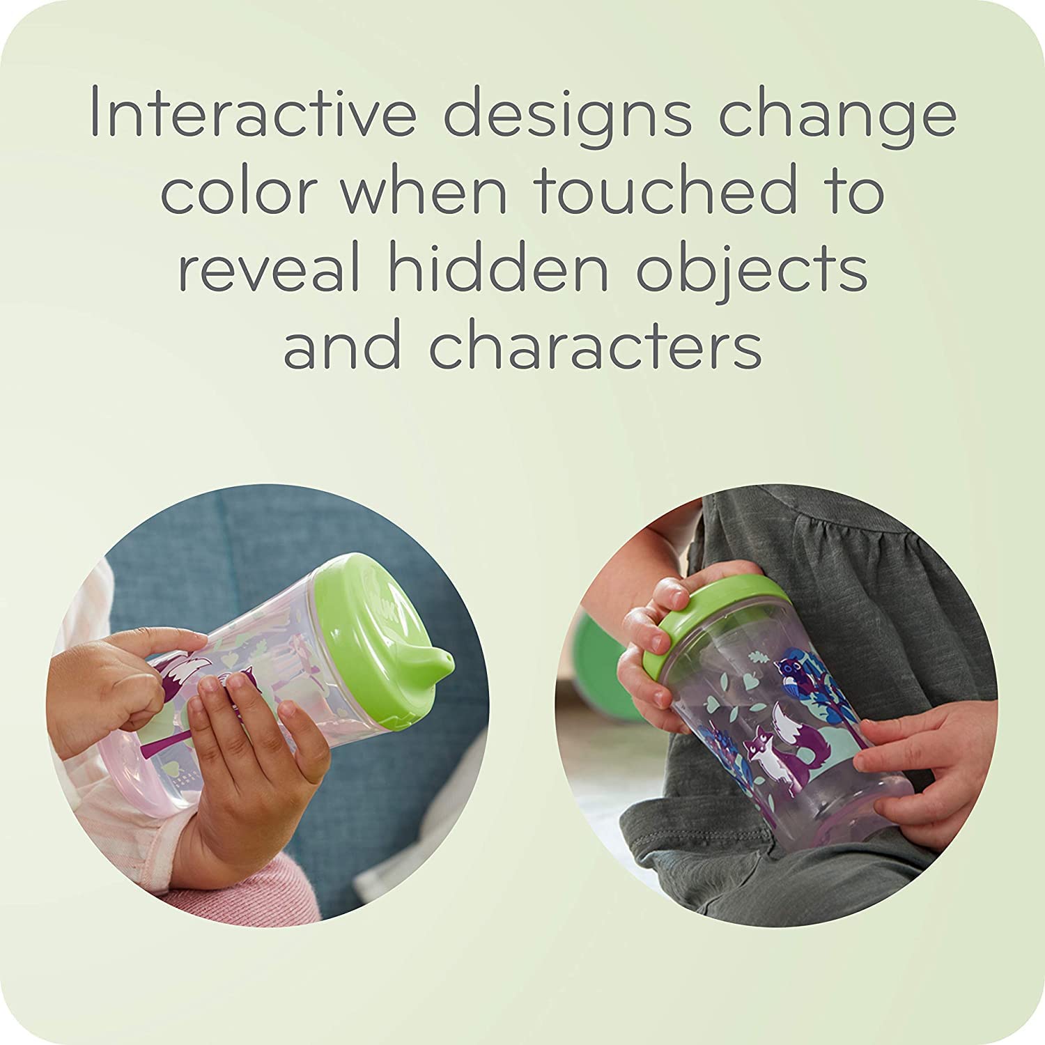 NUK sippy cup spill-proof seal demonstrated for mess-free transitions