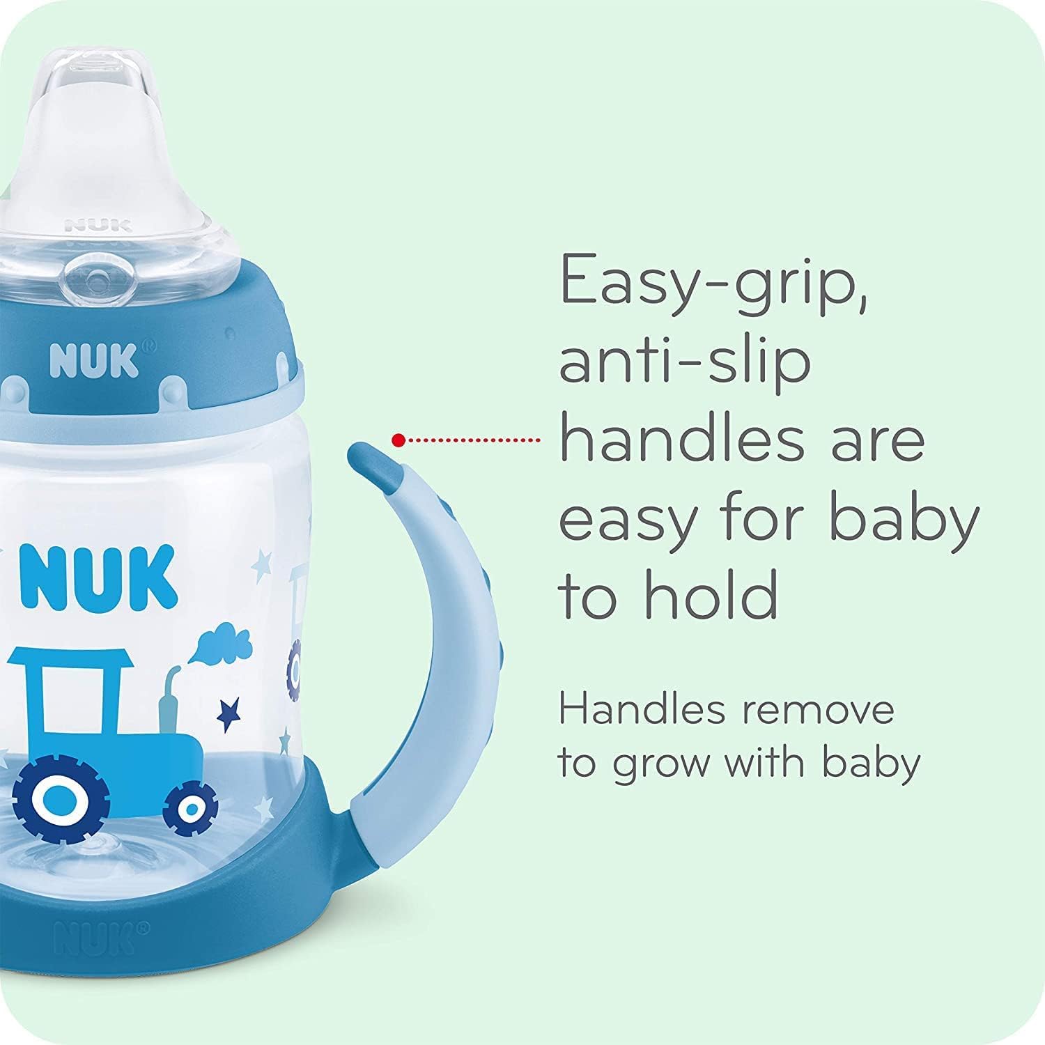 NUK Learner Cup air vent helps reduce swallowed air during transitions