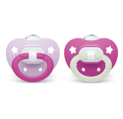NUK Orthodontic Pacifier nipple closeup emphasizes breast-like design for soothing comfort.
