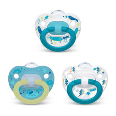 NUK orthodontic pacifier value pack showing three-pack packaging for easy replacement and variety
