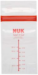 NUK Simply Natural Seal n' Go bags showing leak-proof double zipper seal for secure storage