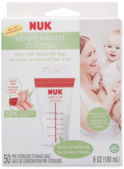 NUK Simply Natural bags standing upright in freezer for easy organization