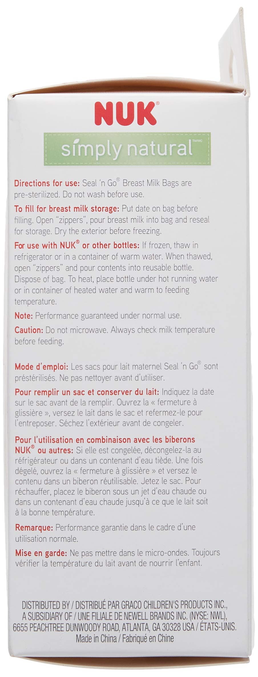 NUK Simply Natural bags labeled with date space for tracking freshness