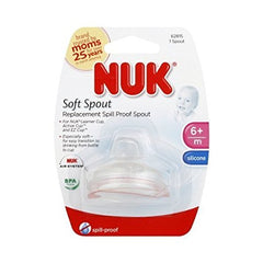 NUK soft silicone spout close-up highlighting flexible design and BPA-free material.