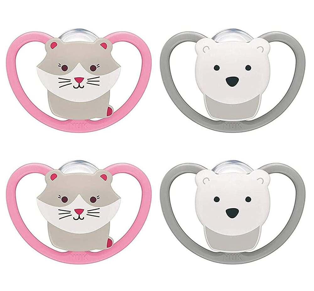 NUK Space pacifier pack of 2 featuring heart-shaped shield for easy breathing