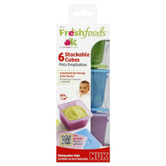 NUK stackable clips illustrate compact storage and organization.