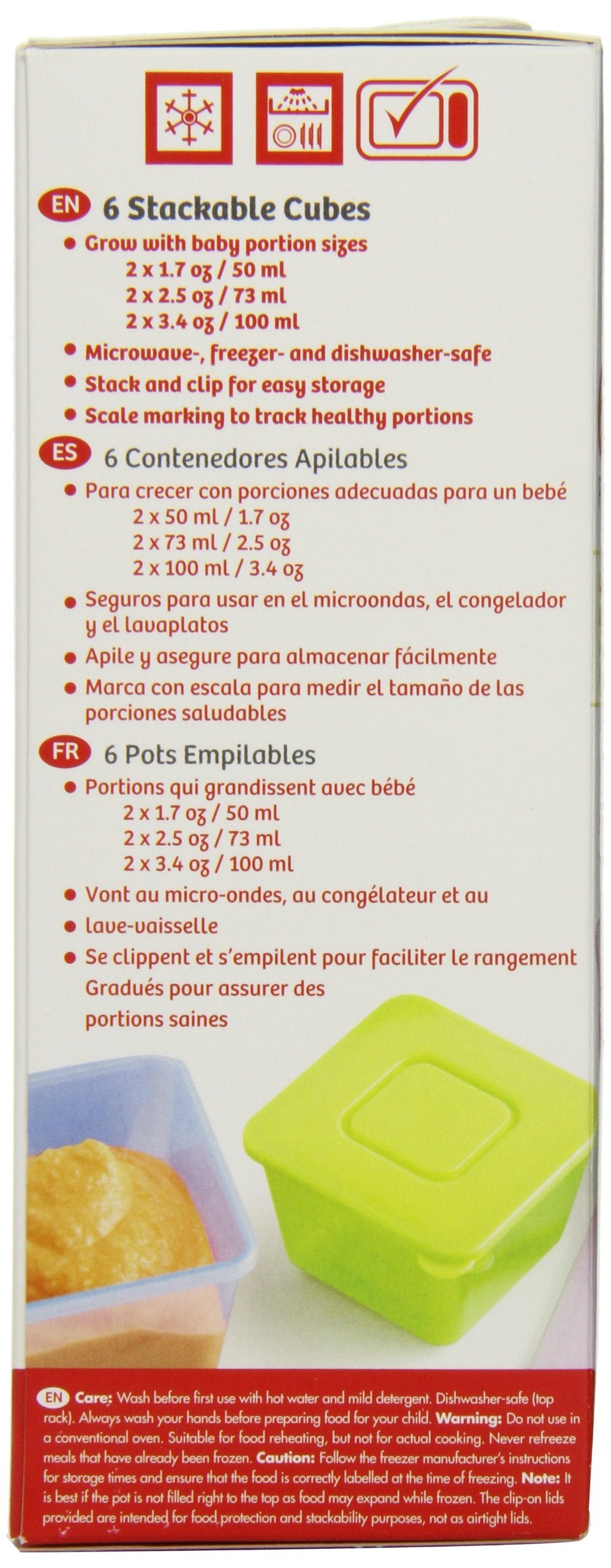 NUK microwave-safe cubes for quick reheating.