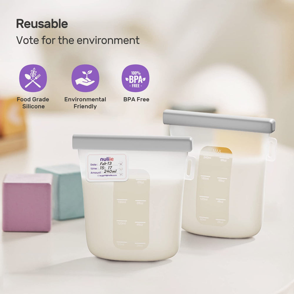 Nuliie 240ml capacity bags ideal for varying infant feeding needs